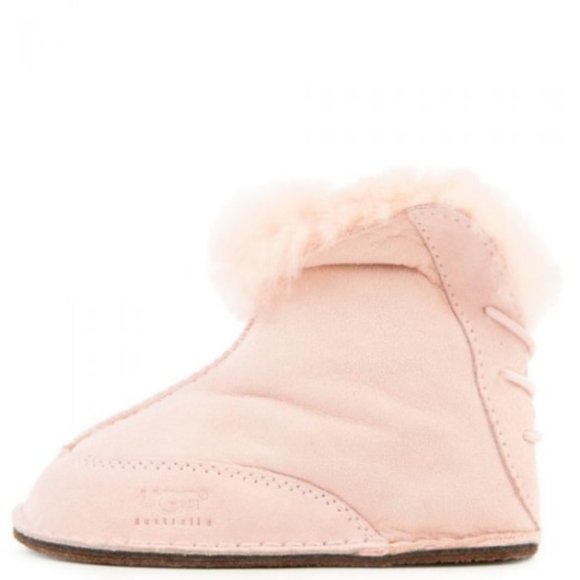 NEW UGG Baby Infant Boo Petal Pink Sheepskin Fur Lined Fold Over Cuff Mid Boot - Picture 2 of 7